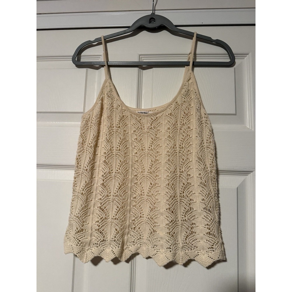 Reformation Crochet Tank Top Knit Scalloped Cottagecore Festival Western Organic